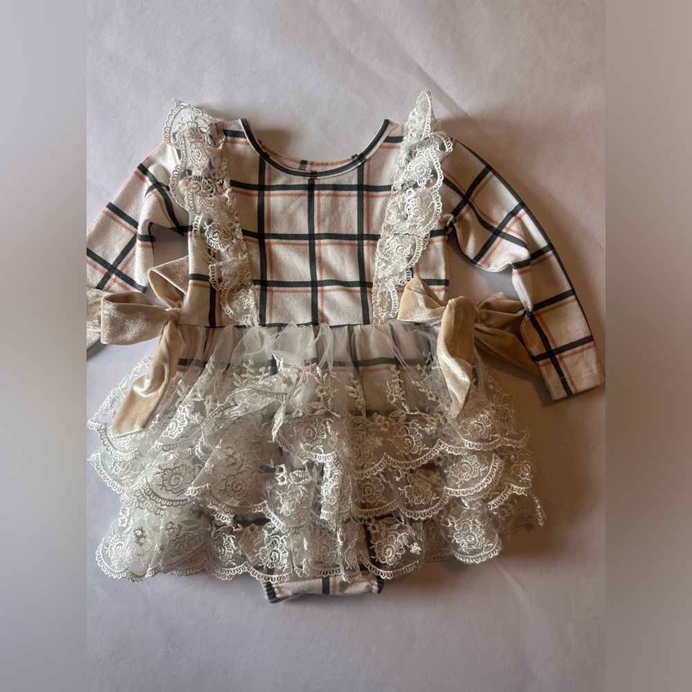 Be Girl Plaid & Lace Romper